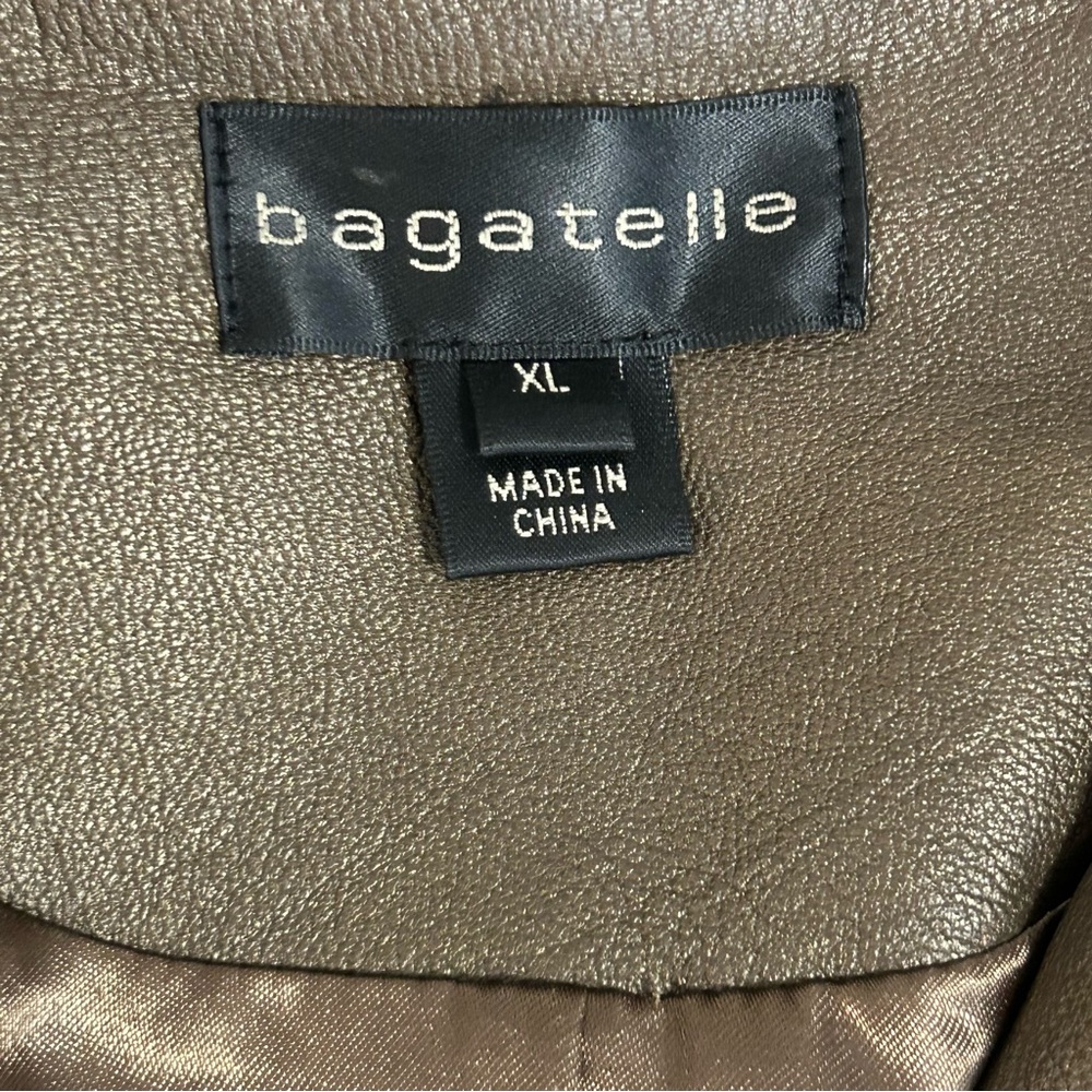 Bagatelle Leather Cropped Moto Jacket Bronze sz XL Minimalist Chic Quite Luxury - Picture 2 of 15